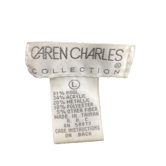 VTG Caren Charles Cardigan Women’s Size L 80’ Buttons Gold Thread Flower Motif - Picture 5 of 5